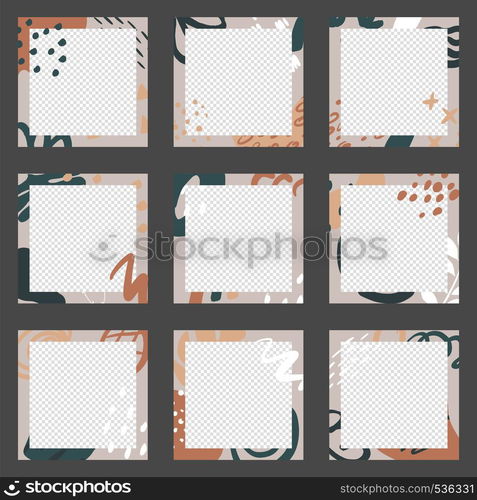 African design fashion template banner for social media kit, instagram ad with geometric and abstract objects. Vector background.