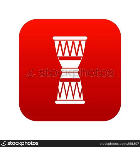 African drum icon digital red for any design isolated on white vector illustration. African drum icon digital red
