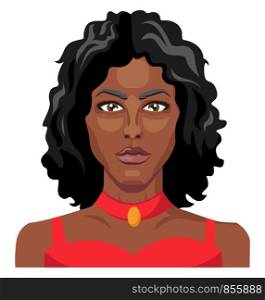 African girl wearing red dress illustration vector on white background
