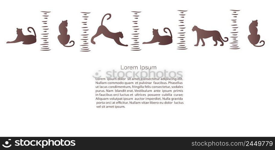 African or oriental banner with  leopards. Abstract posters in minimalistic style. Vector Template with copy space for invitation, cards or banner and  poster, Landing Page 