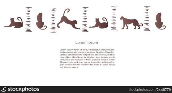 African or oriental banner with  leopards. Abstract posters in minimalistic style. Vector Template with copy space for invitation, cards or banner and  poster, Landing Page 