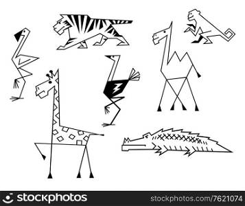 African savanna animals set in cartoon style