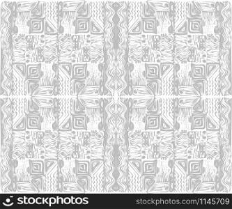 African tribal aborigines ornament. Geometric patterns. Vector illustration. Gray and white. Jagged sloppy contours. Seamless pattern. African tribal aborigines ornament. Geometric patterns. Vector illustration. Gray and white
