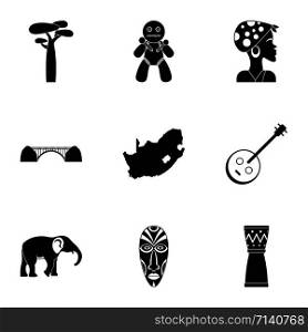 African voodoo icons set. Simple set of 9 african voodoo vector icons for web isolated on white background. African voodoo icons set, simple style