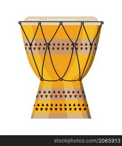 African wooden drum vector isolated on white background. Voodoo rituals in African tribes, shaman mask. African wooden drum vector isolated on white background. Voodoo rituals in African tribes