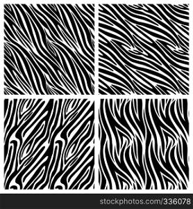 African zebra stripes vector seamless patterns. Zebra african pattern background, skin texture material illustration. African zebra stripes vector seamless patterns