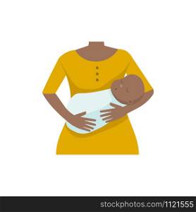 Afro american mother with a baby boy. Flat vector illustration
