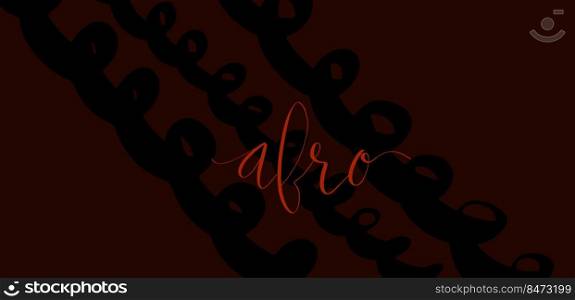 Afro handwritten lettering vector. Coiled hair curls background. Web banner template.. Afro handwritten lettering vector. Coiled hair curls background