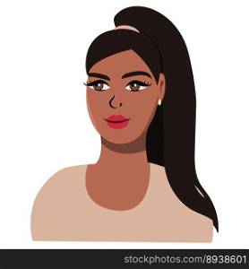 Afro woman vector portrait with stylish haircut. Black girl with turban on the head.