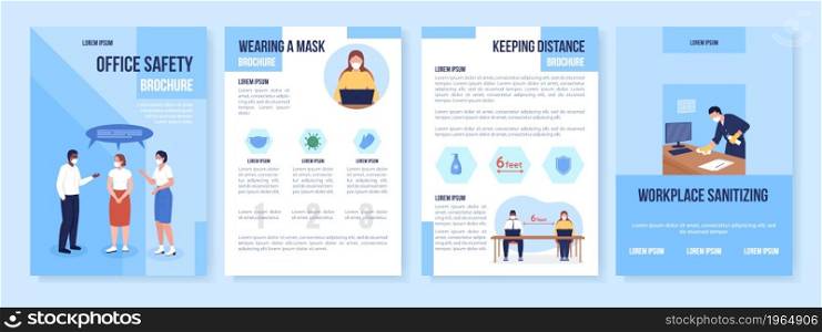 After covid office safety flat vector brochure template. Flyer, booklet, printable leaflet design with flat illustrations. Magazine page, cartoon reports, infographic posters with text space. After covid office safety flat vector brochure template
