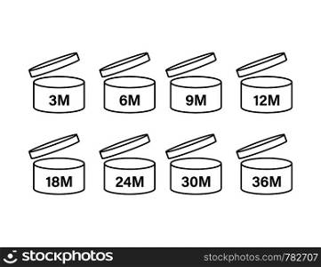After Opening Use Icons. Expiration date symbols. Vector illustration.. After Opening Use Icons. Expiration date symbols. Vector stock illustration.