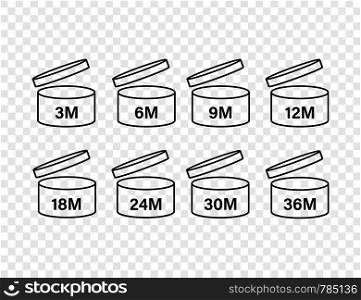 After Opening Use Icons. Expiration date symbols. Vector illustration.. After Opening Use Icons. Expiration date symbols. Vector stock illustration.