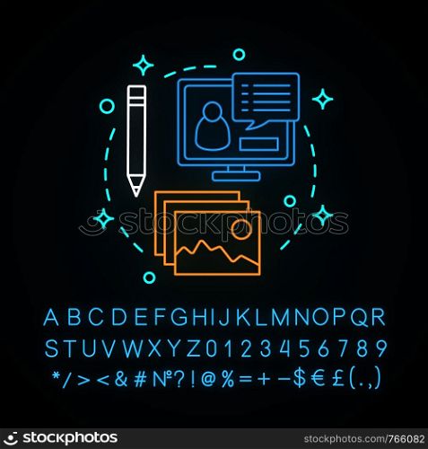 After school program neon light concept icon. Webinar idea. Online cource. Distance education. Interactive training. Glowing sign with alphabet, numbers and symbols. Vector isolated illustration. After school program neon light concept icon