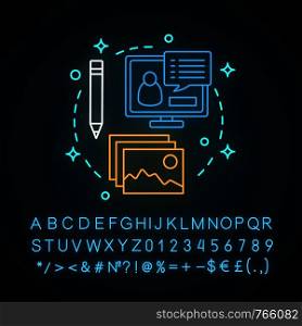 After school program neon light concept icon. Webinar idea. Online cource. Distance education. Interactive training. Glowing sign with alphabet, numbers and symbols. Vector isolated illustration. After school program neon light concept icon