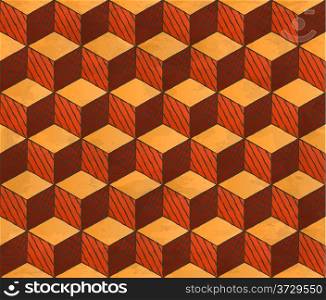 Aged drawing styled cubes puzzle seamless pattern