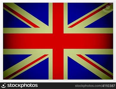Aged great british flag icon with red white and blue colours