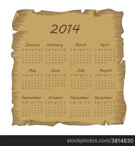 Aged scroll calendar 2014