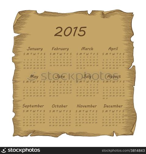 Aged scroll calendar 2015