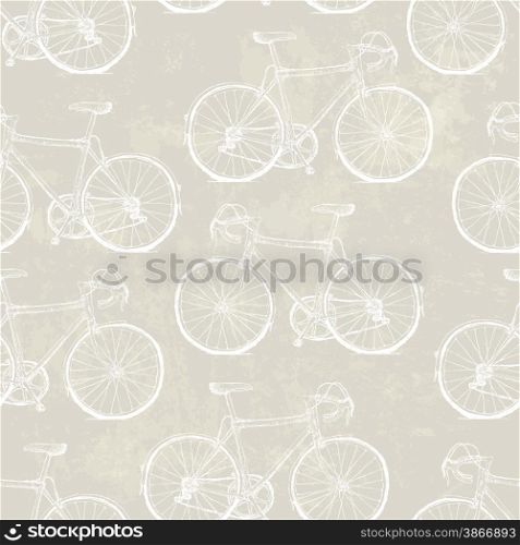 Aged Vintage Bicycles Seamless Pattern