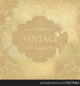 Aged vintage ornamental old paper background. Vector illustration