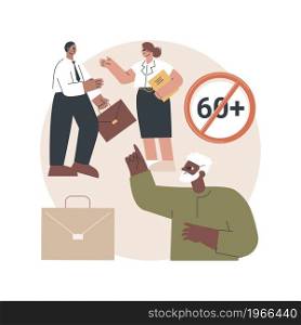 Ageism social problem abstract concept vector illustration. Stop ageism, elderly employment difficulties, discrimination at workplace, older people, negative stereotype abstract metaphor.. Ageism social problem abstract concept vector illustration.