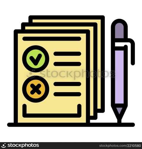 Agency notary papers icon. Outline agency notary papers vector icon color flat isolated. Agency notary papers icon color outline vector