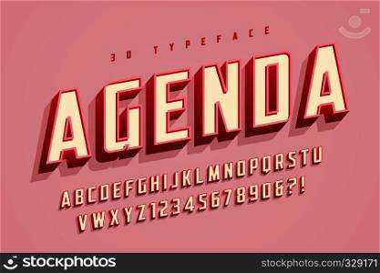 Agenda display font design, alphabet, typeface, letters and numbers typography. Agenda display font design, alphabet, typeface, letters and numb