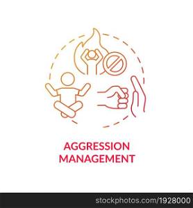 Aggression management concept icon. Parenting tip for ADHD abstract idea thin line illustration. Children emotion regulation. Cultivating emotional resilience. Vector isolated outline color drawing. Aggression management concept icon