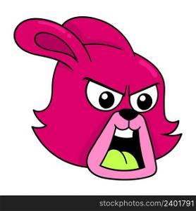 aggressive angry face red rabbit head