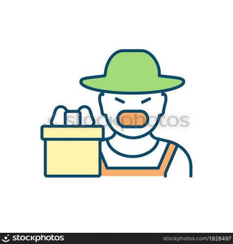 Aggressive behavior RGB color icon. Angry customer. Furious farmer. Dealing with man buyers. Visibly distressed person. Handling rude man. Isolated vector illustration. Simple filled line drawing. Aggressive behavior RGB color icon