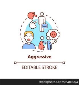 Aggressive concept icon. Basic communication style abstract idea thin line illustration. Ignore others rights. Harsh tone. Isolated outline drawing. Editable stroke. Arial, Myriad Pro-Bold fonts used. Aggressive concept icon