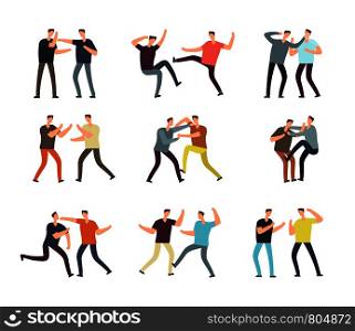 Aggressive man fighting. Cartoon vector arguing people isolated. Illustration of people fight and conflict, arguing male character. Aggressive man fighting. Cartoon vector arguing people isolated