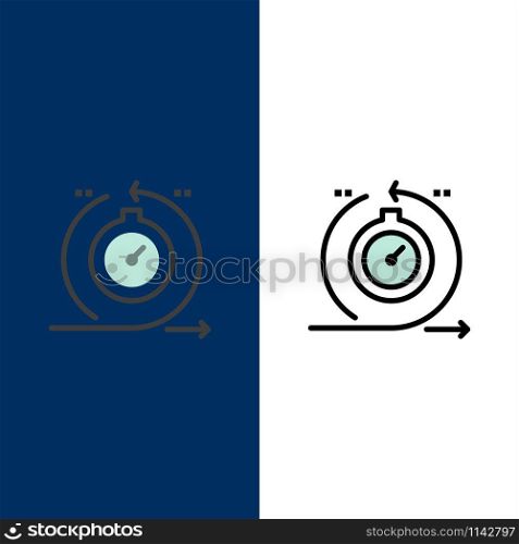 Agile, Cycle, Development, Fast, Iteration Icons. Flat and Line Filled Icon Set Vector Blue Background