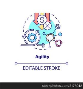 Agility concept icon. Application feature. Programming app. Web 3 0 abstract idea thin line illustration. Isolated outline drawing. Editable stroke. Arial, Myriad Pro-Bold fonts used. Agility concept icon