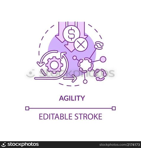 Agility purple concept icon. Application feature. Programming app. Web 3 0 abstract idea thin line illustration. Isolated outline drawing. Editable stroke. Arial, Myriad Pro-Bold fonts used. Agility purple concept icon