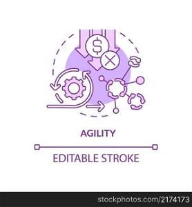 Agility purple concept icon. Application feature. Programming app. Web 3 0 abstract idea thin line illustration. Isolated outline drawing. Editable stroke. Arial, Myriad Pro-Bold fonts used. Agility purple concept icon