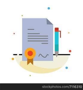 Agreement, Certificate, Done, Deal Abstract Flat Color Icon Template