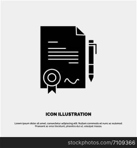 Agreement, Certificate, Done, Deal solid Glyph Icon vector