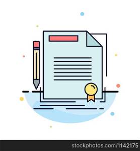 agreement, contract, deal, document, paper Flat Color Icon Vector