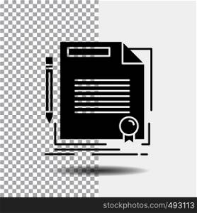agreement, contract, deal, document, paper Glyph Icon on Transparent Background. Black Icon. Vector EPS10 Abstract Template background