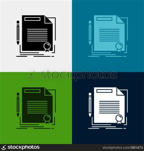 agreement, contract, deal, document, paper Icon Over Various Background. glyph style design, designed for web and app. Eps 10 vector illustration. Vector EPS10 Abstract Template background