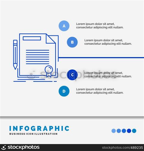 agreement, contract, deal, document, paper Infographics Template for Website and Presentation. Line Blue icon infographic style vector illustration. Vector EPS10 Abstract Template background