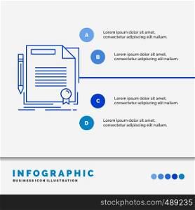 agreement, contract, deal, document, paper Infographics Template for Website and Presentation. Line Blue icon infographic style vector illustration. Vector EPS10 Abstract Template background