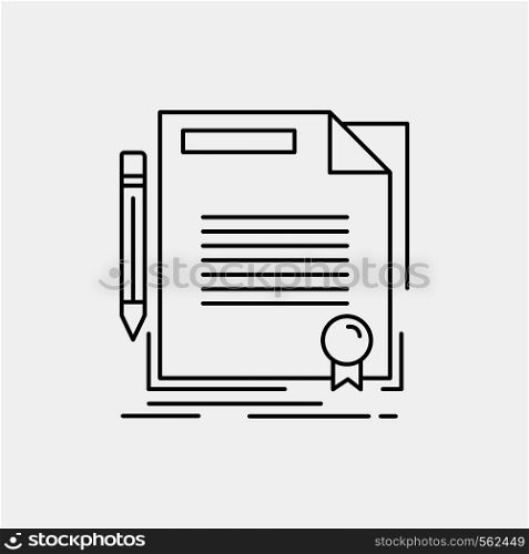 agreement, contract, deal, document, paper Line Icon. Vector isolated illustration. Vector EPS10 Abstract Template background