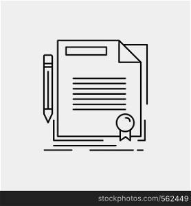 agreement, contract, deal, document, paper Line Icon. Vector isolated illustration. Vector EPS10 Abstract Template background
