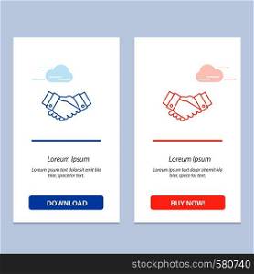Agreement, Deal, Handshake, Business, Partner Blue and Red Download and Buy Now web Widget Card Template