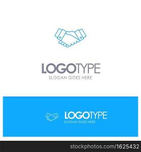 Agreement, Deal, Handshake, Business, Partner Blue outLine Logo with place for tagline