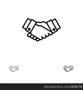 Agreement, Deal, Handshake, Business, Partner Bold and thin black line icon set