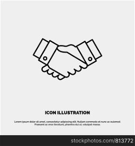 Agreement, Deal, Handshake, Business, Partner Line Icon Vector