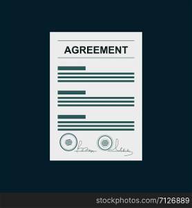 Agreement document icon on blue background. Vector